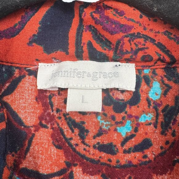 Jennifer Grace Top Women's Long sleeve Button Up Boho Style Size Large - Picture 2 of 10